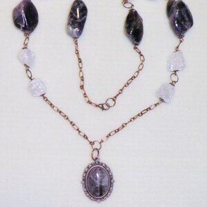 Chevron Amethyst & Quartz Necklace